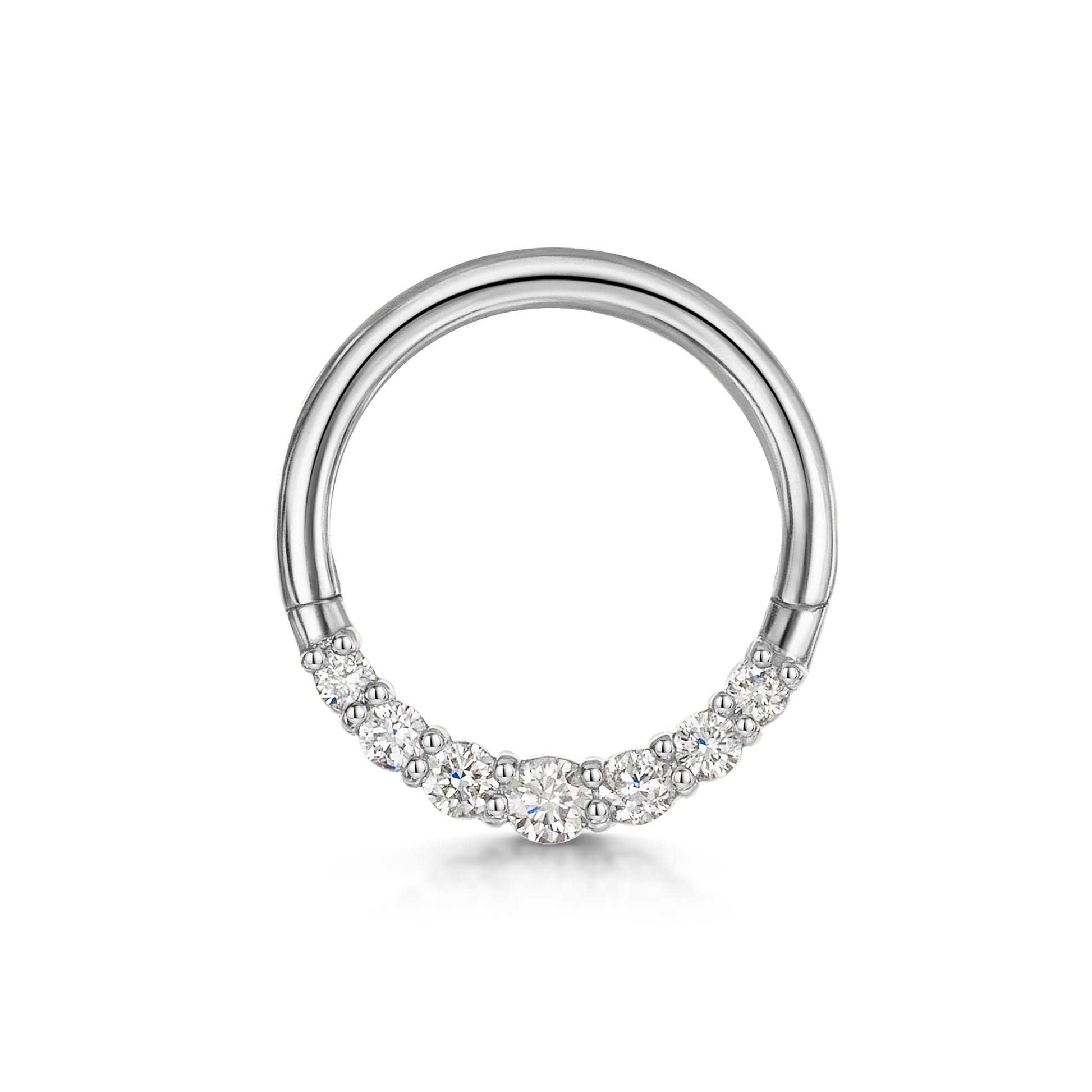 Laura Bond Jewellery 14k solid white gold delicate diamond clicker hoop for daith or septum Huggies and Hoops