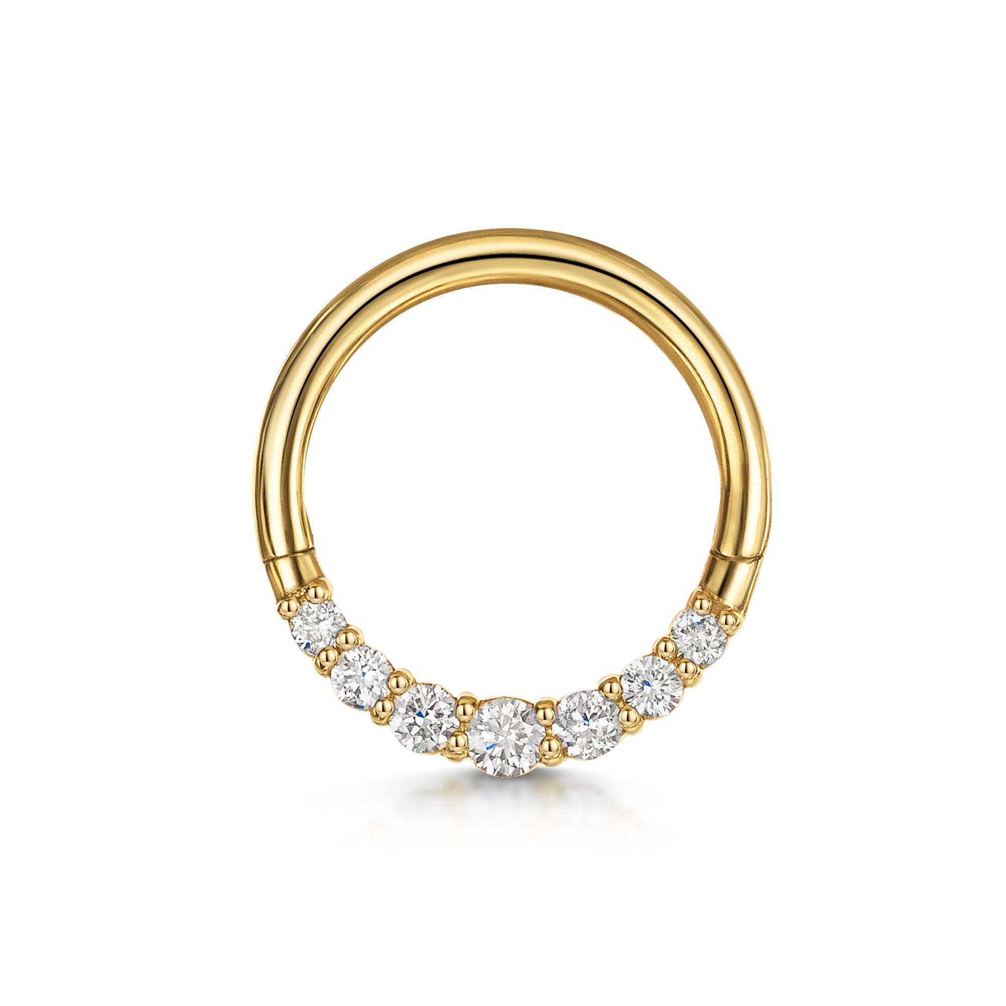 14k solid yellow gold delicate diamond clicker hoop for daith or