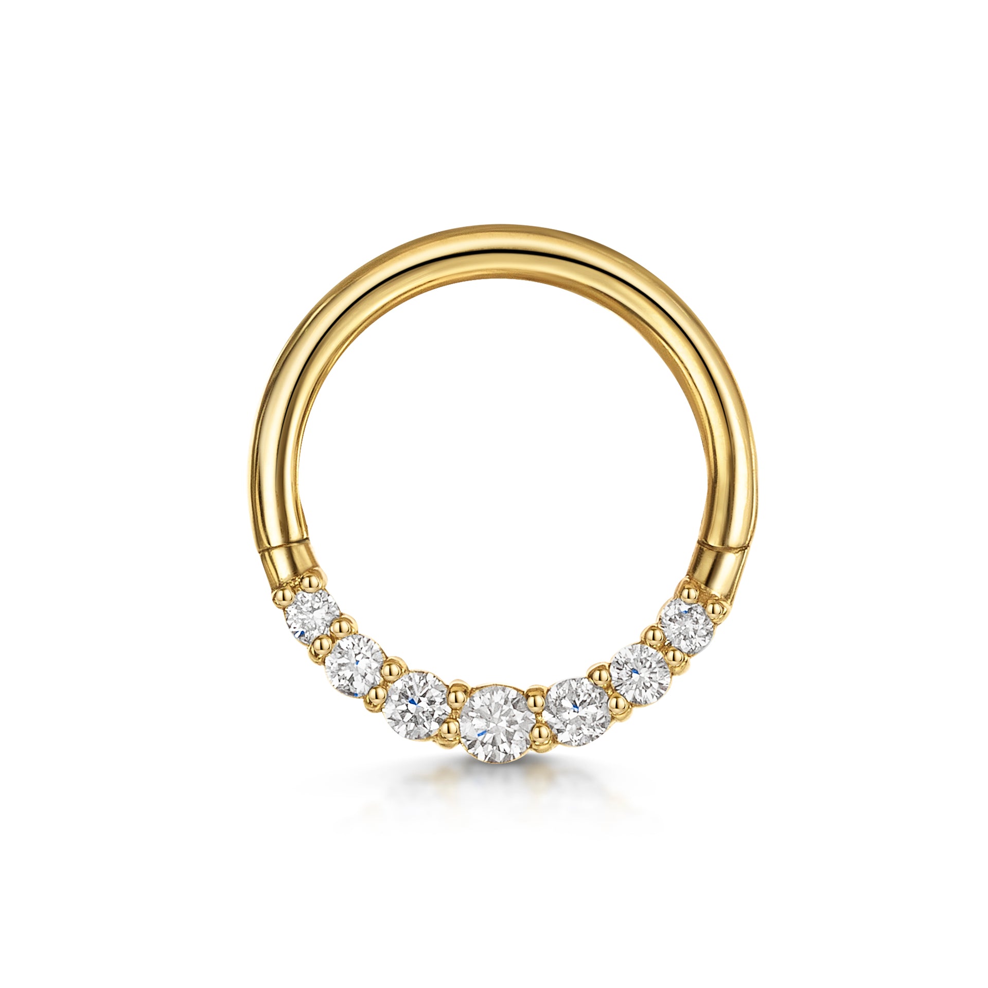 14k solid yellow gold delicate diamond clicker hoop daith or septum