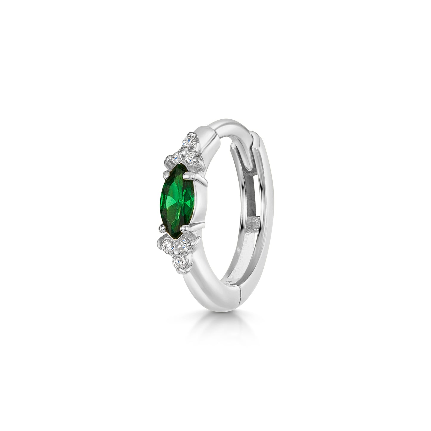 Laura Bond Jewellery 9k solid white gold Ivy marquise 8mm huggie hoop earring Huggies and Hoops