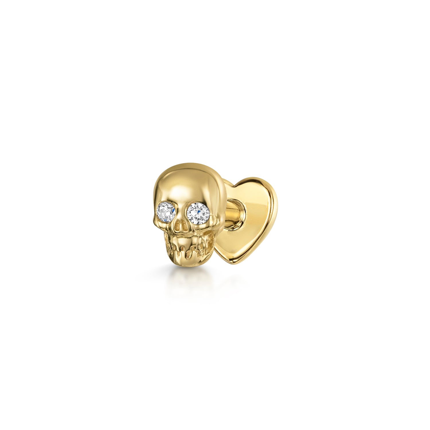 Laura Bond Jewellery Bold and Gold Edinburgh 9k solid yellow gold Sparkling Skull labret stud earring Cartilage Studs