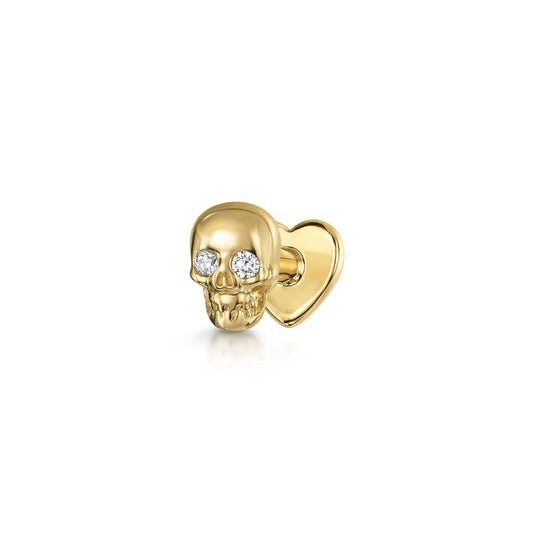 astrid miyu maria tash 14k solid yellow gold Sparkling Skull labret stud earring Cartilage Studs Laura Bond