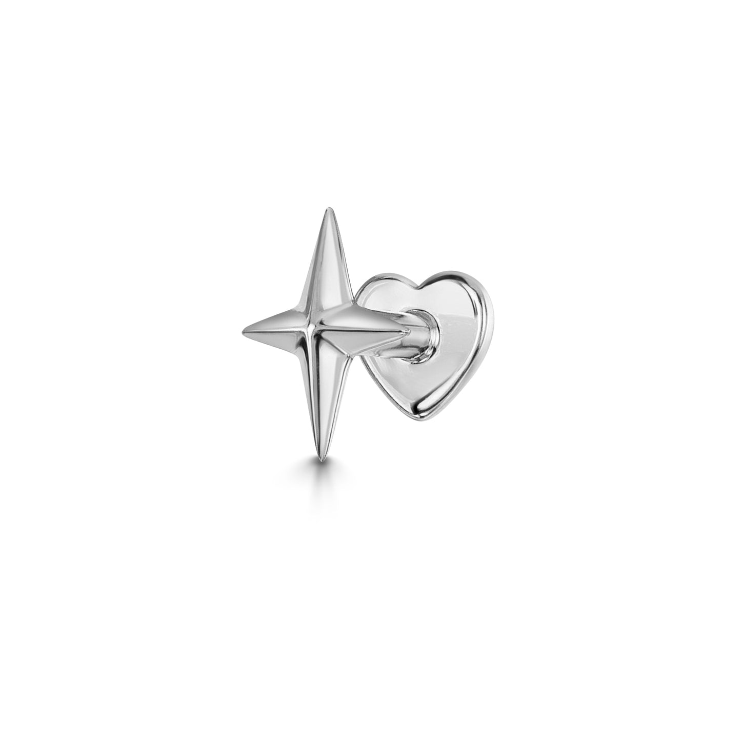 Laura Bond Jewellery 14k solid white gold Faceted Star labret stud earring Cartilage Studs