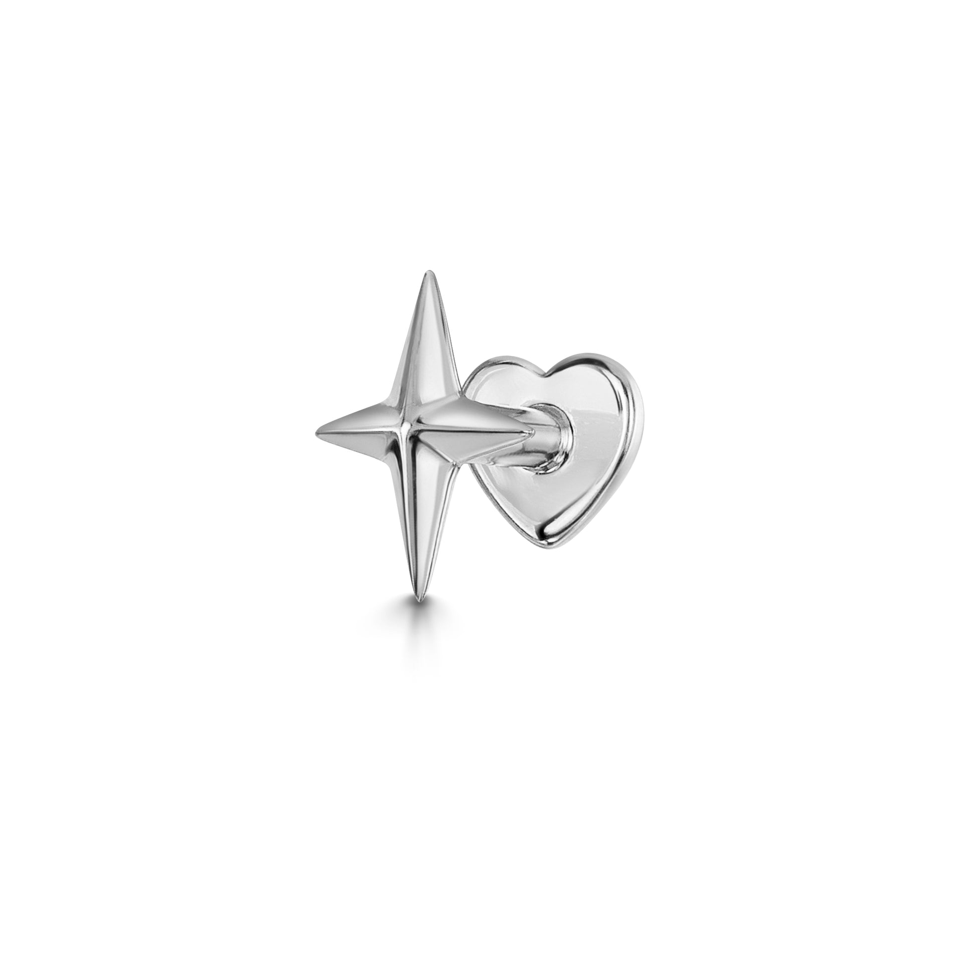 Laura Bond Jewellery 14k solid white gold Faceted Star labret stud earring Cartilage Studs