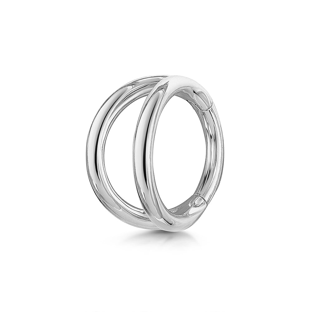 Laura Bond Jewellery 9k solid white gold double clicker hoop earring Huggies and Hoops