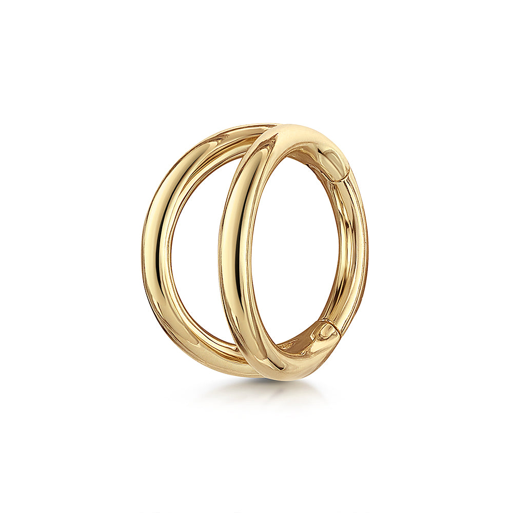 9k solid yellow gold double clicker hoop earring