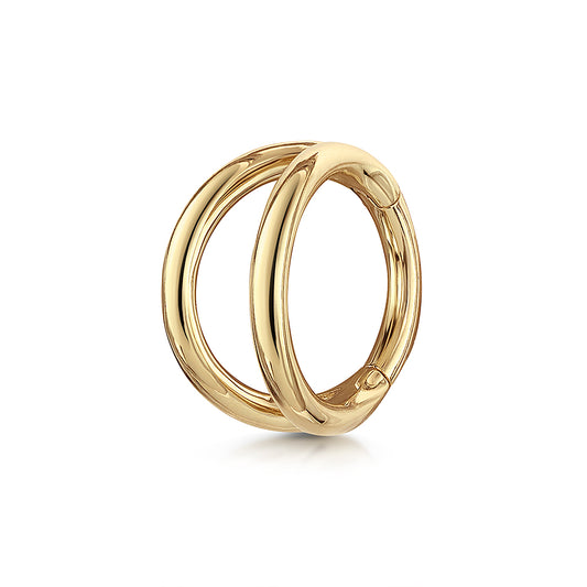 Laura Bond Jewellery 9k solid yellow gold double clicker hoop earring Huggies and Hoops