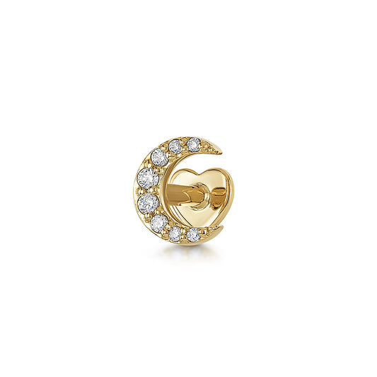 Laura Bond Jewellery Bold and Gold Edinburgh 14k solid yellow gold Lunette moon flat back labret stud earring Cartilage Studs