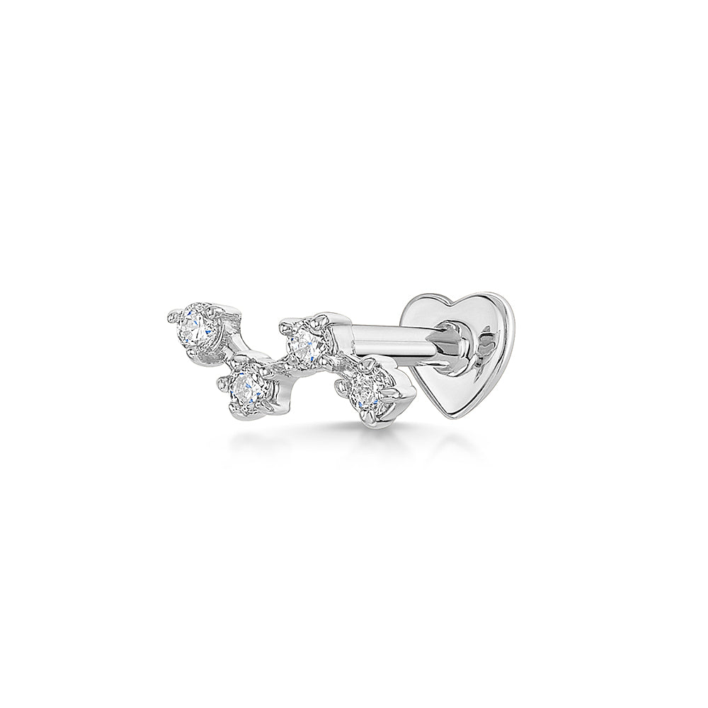 9k solid white gold mini constellation flat back labret stud earring