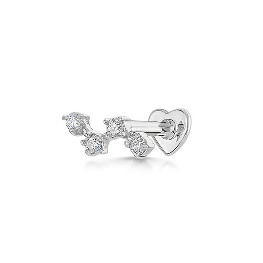 Laura Bond Jewellery Bold and Gold Edinburgh 14k solid white gold mini constellation flat back labret stud earring Cartilage Studs