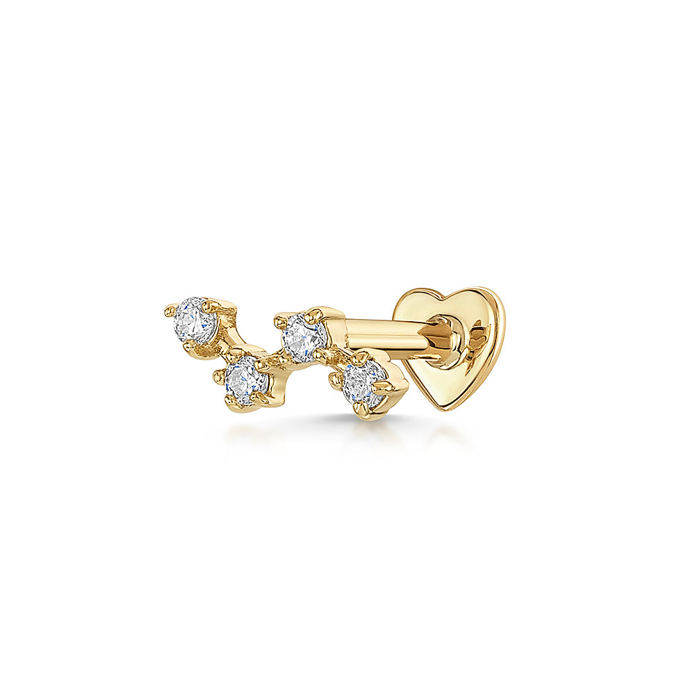 Laura Bond Jewellery 14k solid yellow gold mini constellation flat back labret stud earring Cartilage Studs