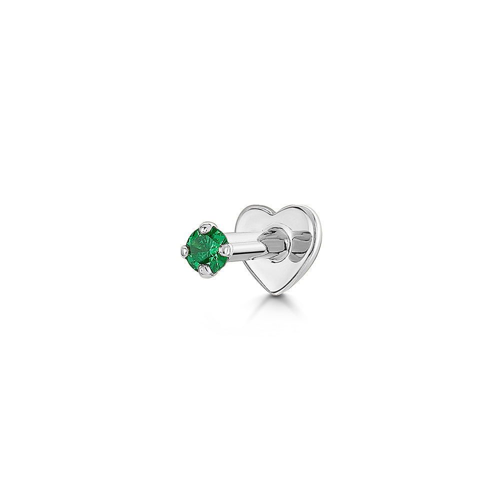 Laura Bond Jewellery 9k solid white gold tiny green crystal gem 2mm flat back labret stud earring Cartilage Studs