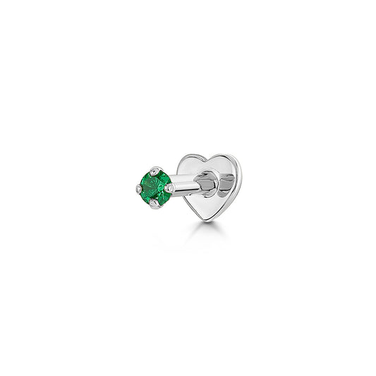 Laura Bond Jewellery 9k solid white gold tiny green crystal gem 2mm flat back labret stud earring Cartilage Studs