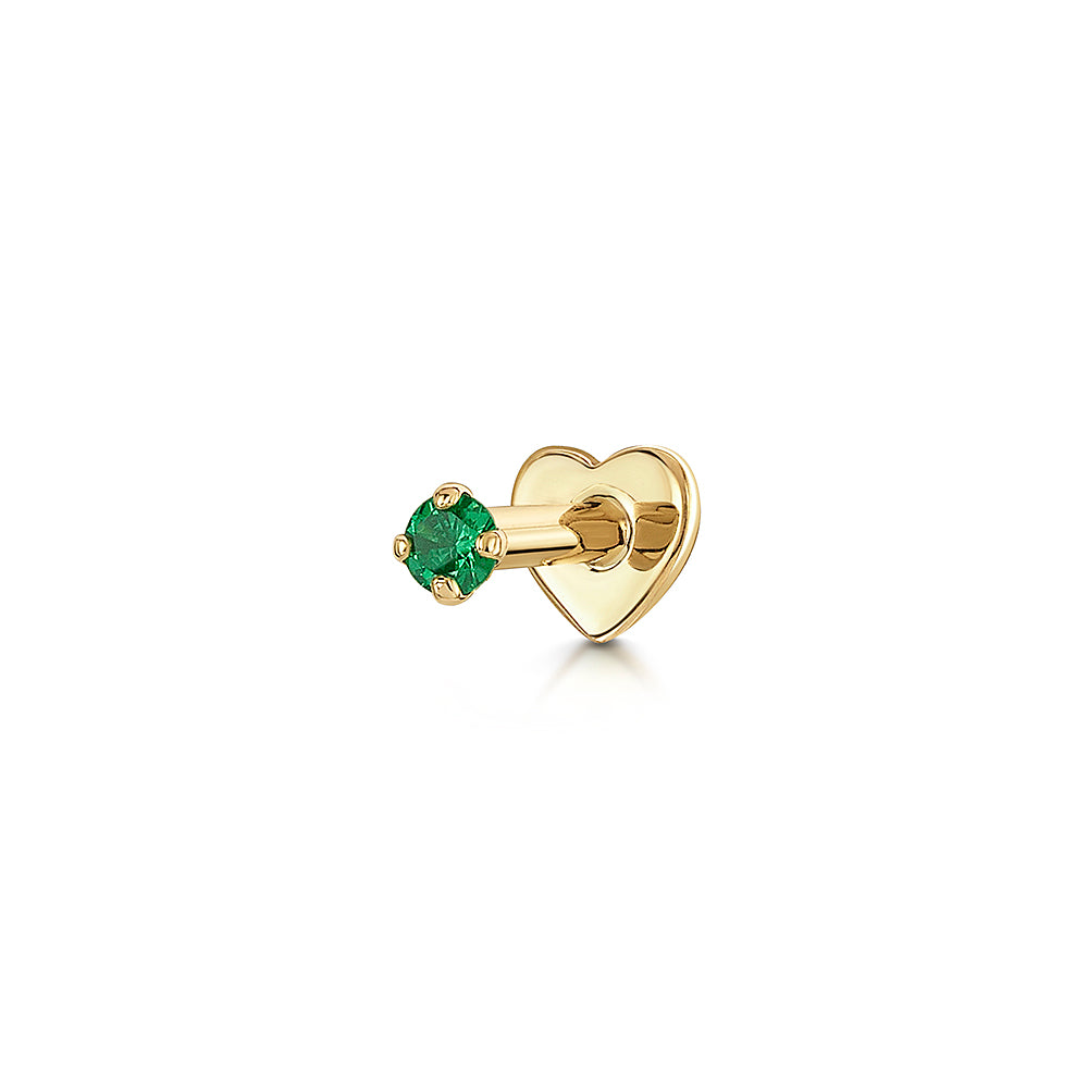 Laura Bond Jewellery 9k solid yellow gold tiny green crystal gem 2mm flat back labret stud earring Cartilage Studs