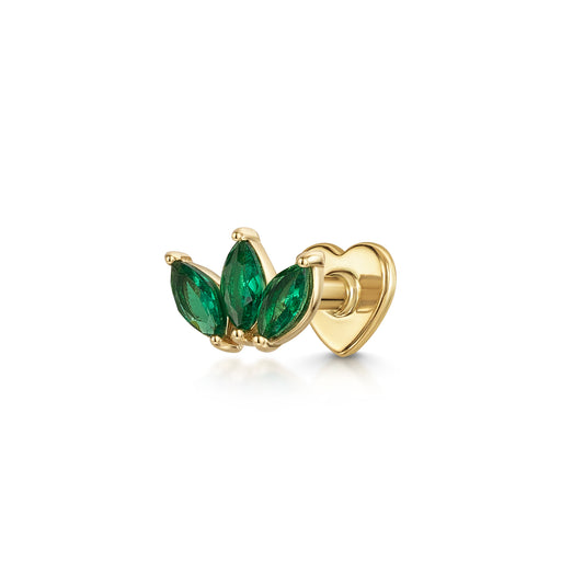 Laura Bond Jewellery Bold and Gold Edinburgh 14k solid yellow gold green lotus flat back labret stud earring Cartilage Studs