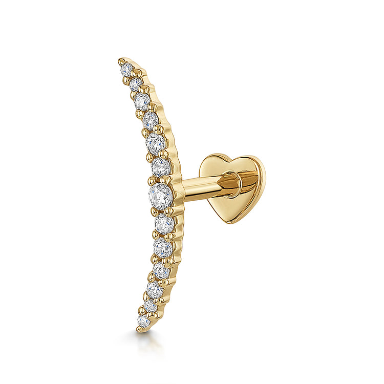 9k solid yellow gold Aurora curved flat back labret stud earring Cartilage Studs Laura Bond Jewellery