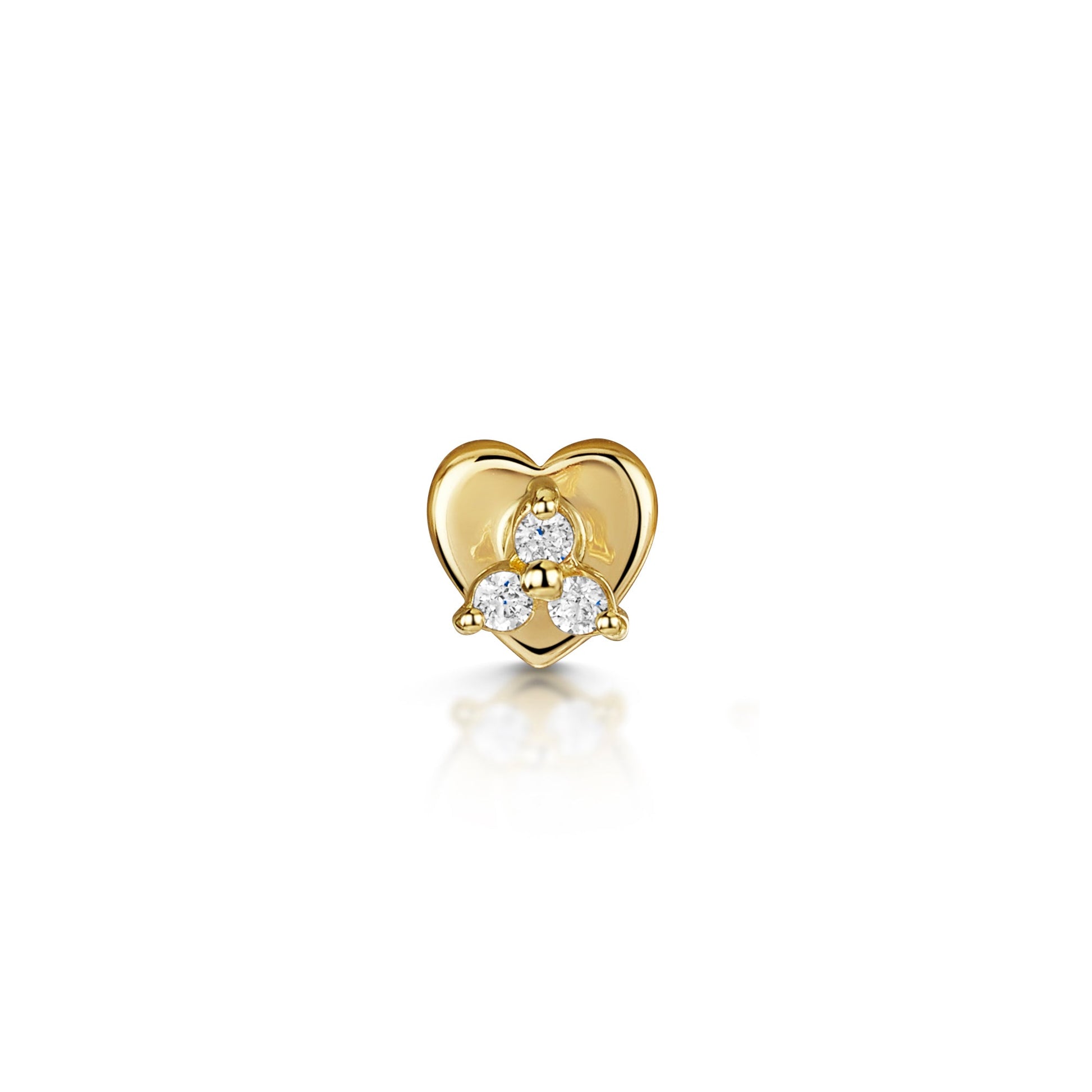 Laura Bond Jewellery Bold and Gold Edinburgh 14k solid yellow gold tiny trio flat back labret stud earring 8mm Cartilage Studs