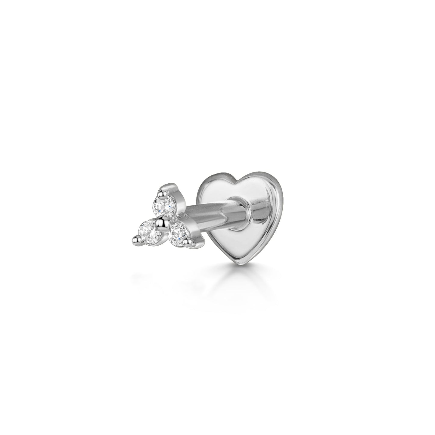 14k solid white gold tiny trio flat back labret stud earring 8mm Cartilage Studs Laura Bond Jewellery