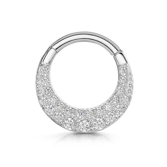 Laura Bond Jewellery Bold and Gold Edinburgh 9k solid white gold Chand clicker hoop for daith or septum 8mm Huggies and Hoops