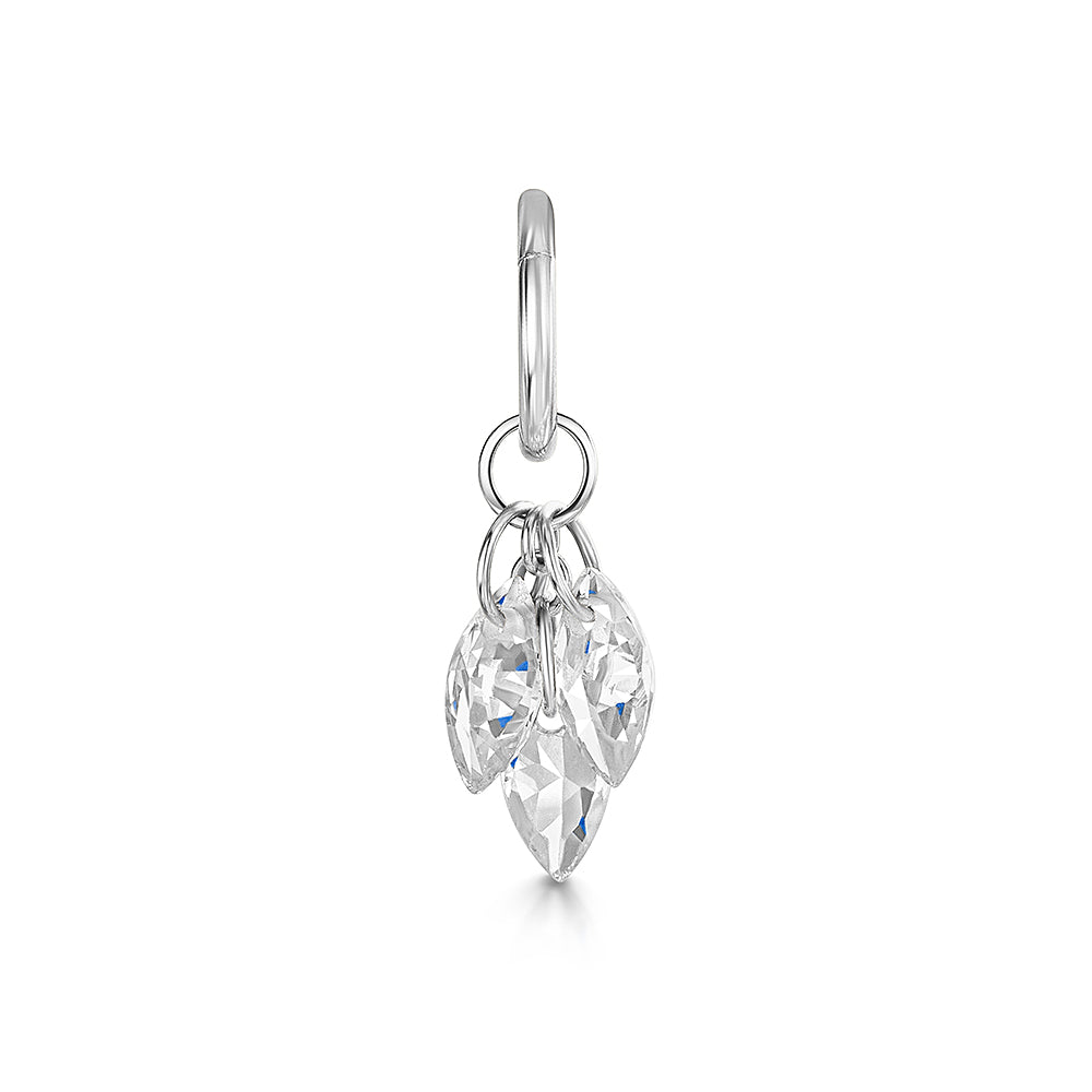 Laura Bond Jewellery 9k solid white gold 6mm 18g clicker hoop earring with Lumi charm Huggies and Hoops
