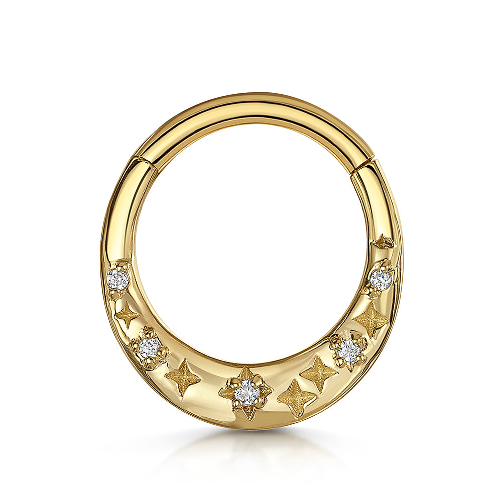 astrid miyu maria tash 9k solid yellow gold 9mm stardust daith or septum hoop Huggies and Hoops Laura Bond