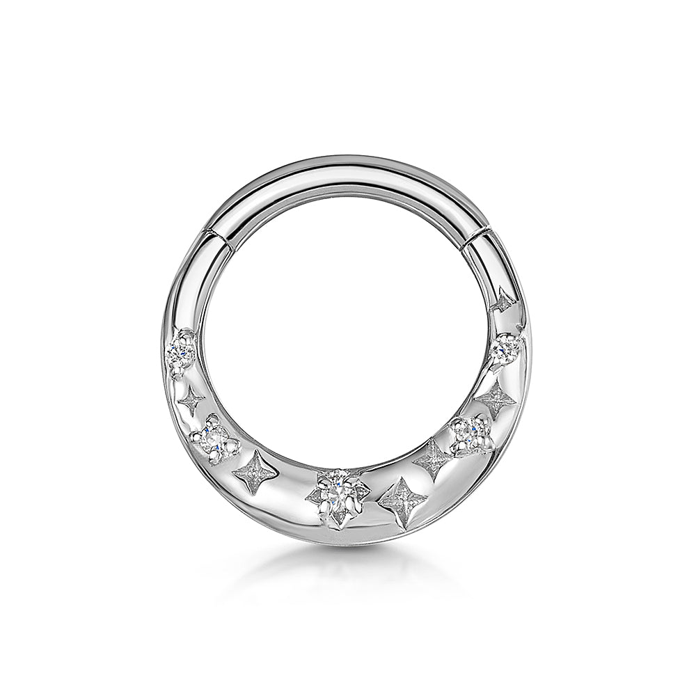 astrid miyu maria tash 9k solid white gold 8mm stardust daith or septum hoop Huggies and Hoops Laura Bond