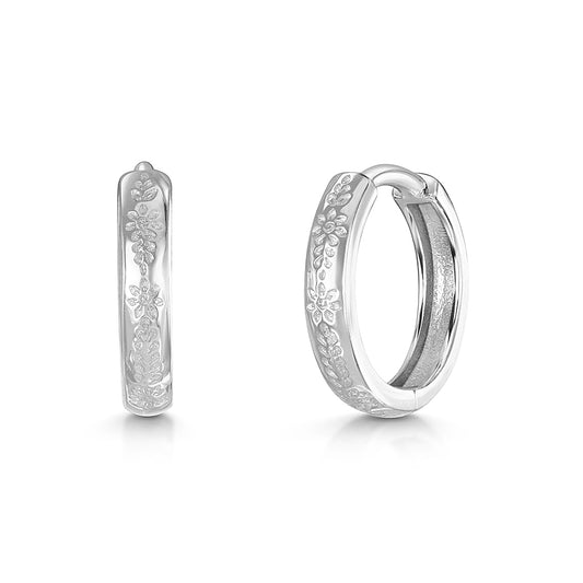 Laura Bond Jewellery Bold and Gold Edinburgh 9k solid white gold Becoming huggie hoop earring pair 8.5mm Earring Pairs