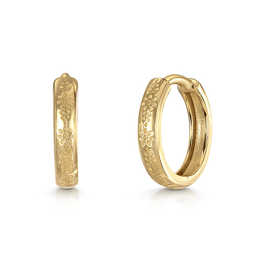 Laura Bond Jewellery Bold and Gold Edinburgh 9k solid yellow gold Becoming huggie hoop earring pair 8.5mm Earring Pairs