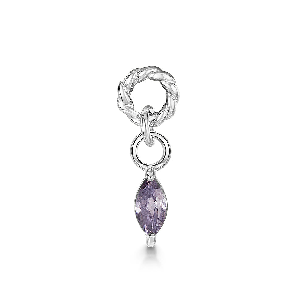 Laura Bond Jewellery 9k solid white gold twisted Cressida lavender earring charm Chains and Charms