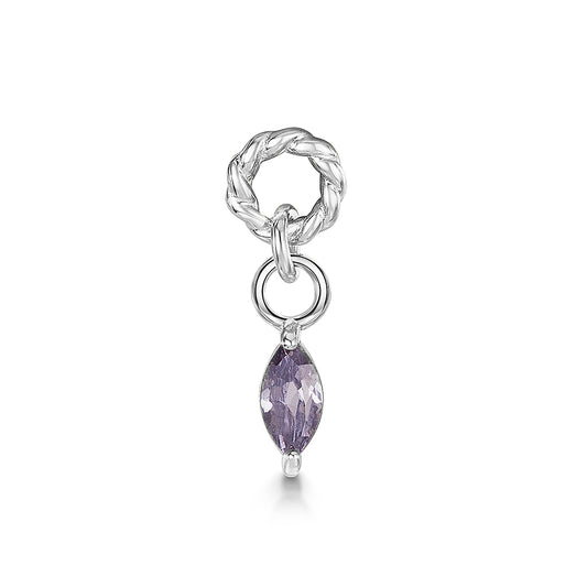 Laura Bond 9k solid white gold twisted Cressida lavender earring charm Chains and Charms