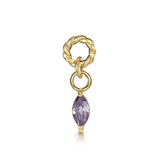 Laura Bond 9k solid yellow gold twisted Cressida lavender earring charm Chains and Charms
