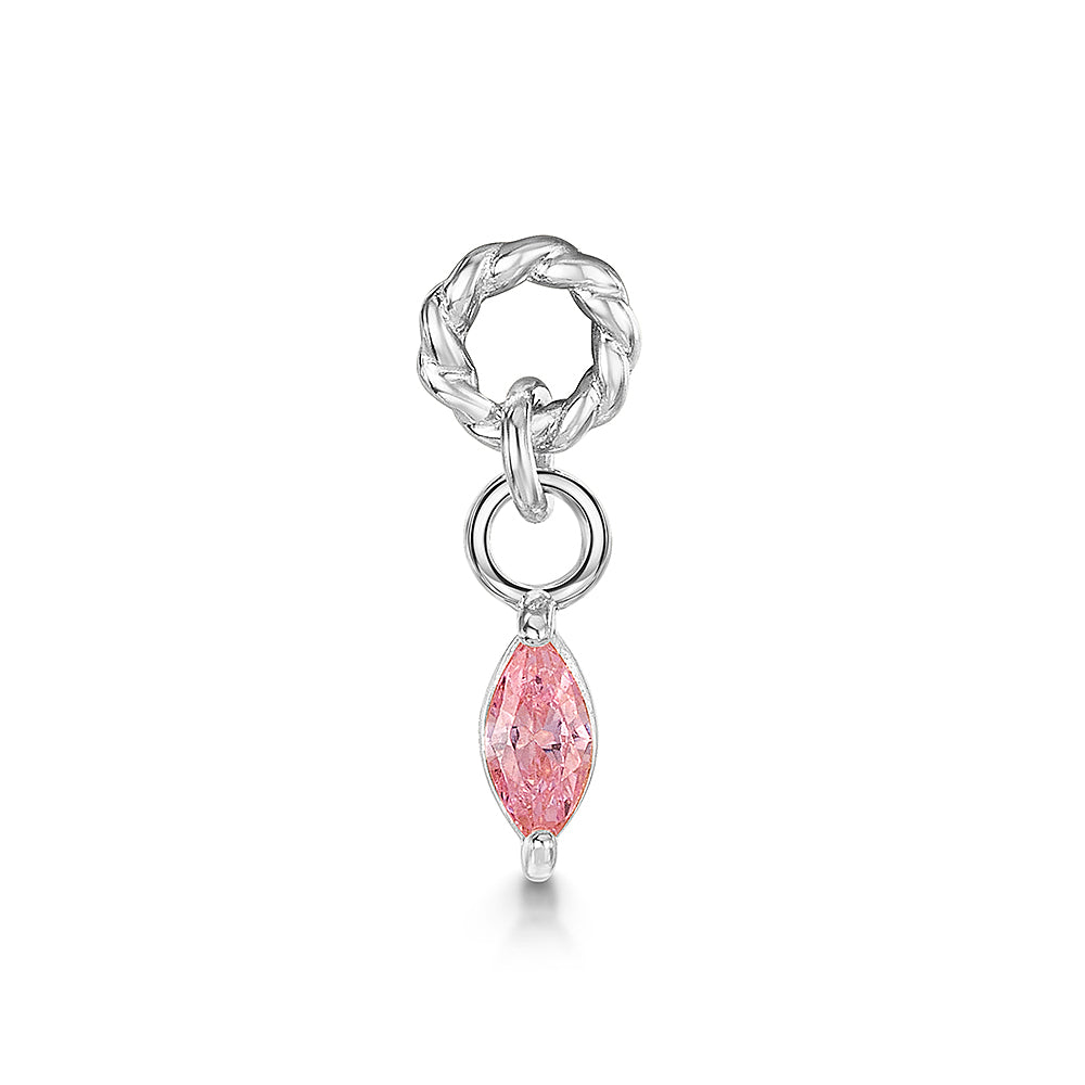Laura Bond Jewellery 9k solid white gold twisted Cressida pink earring charm Chains and Charms