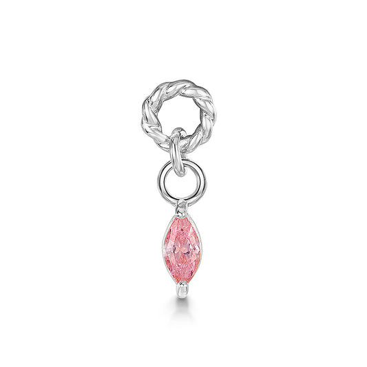 Laura Bond 9k solid white gold twisted Cressida pink earring charm Chains and Charms