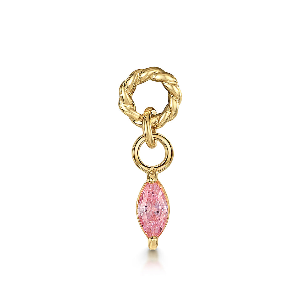 Laura Bond Jewellery Bold and Gold Edinburgh 9k solid yellow gold twisted Cressida pink earring charm Chains and Charms