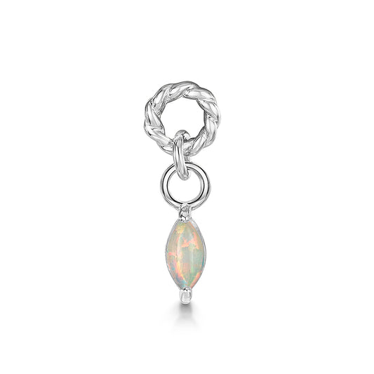 Laura Bond 9k solid white gold twisted Cressida opal earring charm Chains and Charms