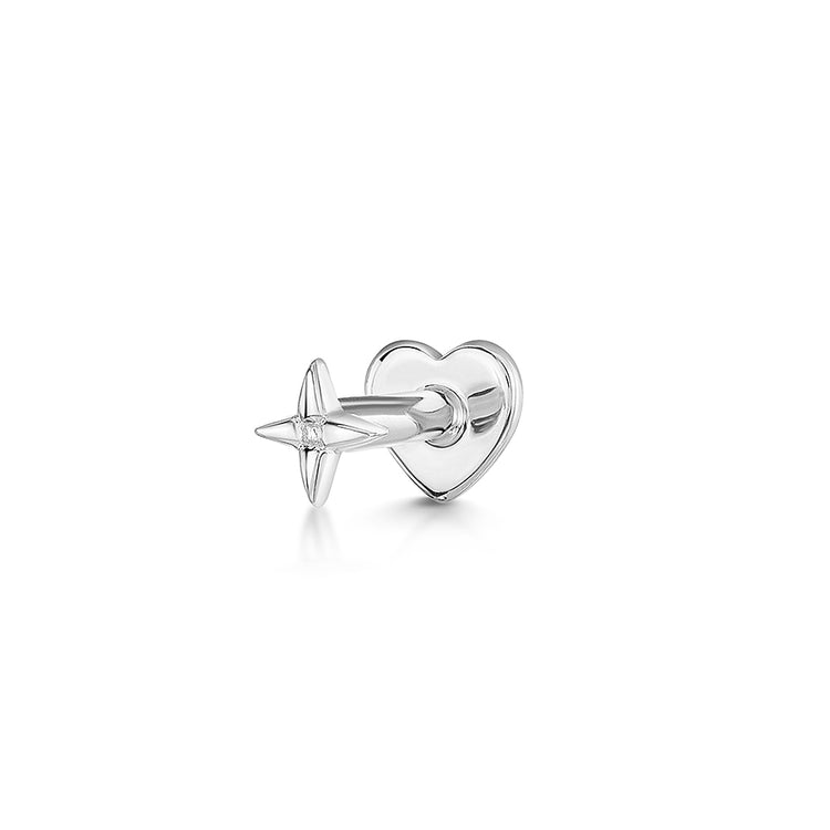 14k solid white gold tiny Solas flat back labret stud earring 8mm Cartilage Studs Laura Bond Jewellery