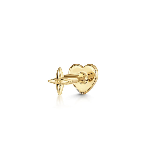 Laura Bond Jewellery Bold and Gold Edinburgh 14k solid yellow gold tiny Solas flat back labret stud earring 8mm Cartilage Studs