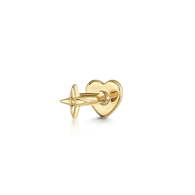 14k solid yellow gold tiny Solas flat back labret stud earring 8mm Cartilage Studs Laura Bond Jewellery