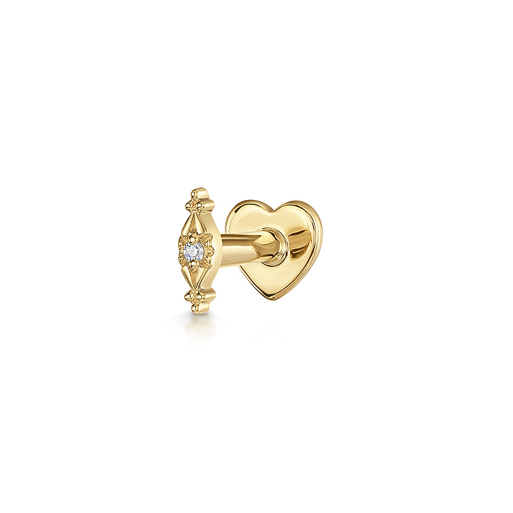 9k solid yellow gold Dawn flat back labret stud earring 6mm Cartilage Studs Laura Bond Jewellery