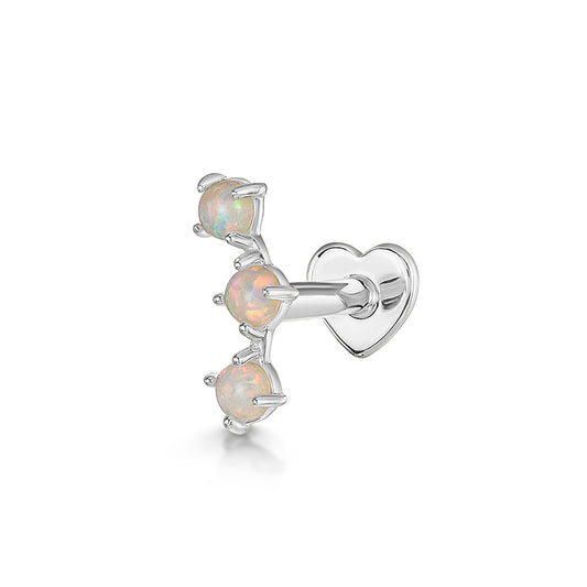 astrid miyu maria tash 9k solid white gold trinity opal flat back labret stud earring 6mm Cartilage Studs Laura Bond