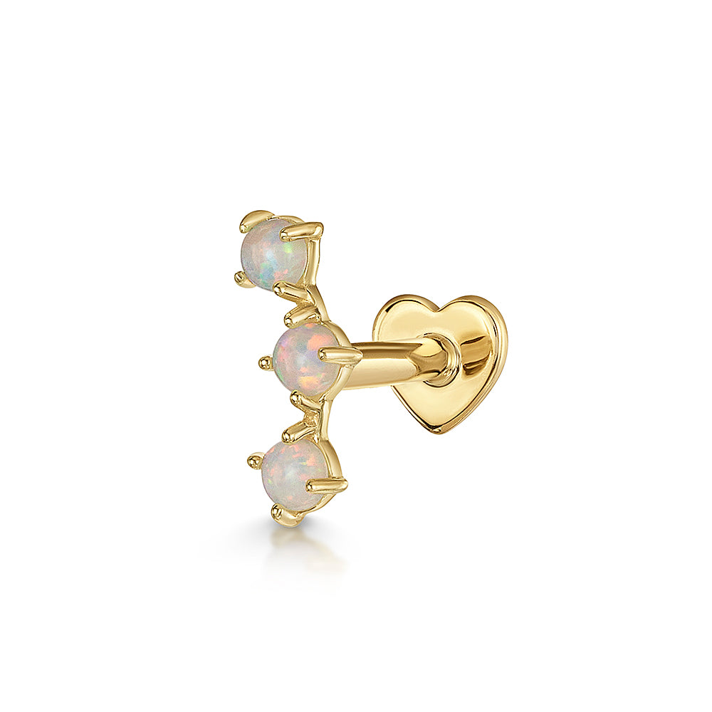astrid miyu maria tash 9k solid yellow gold trinity opal flat back labret stud earring 6mm Cartilage Studs Laura Bond