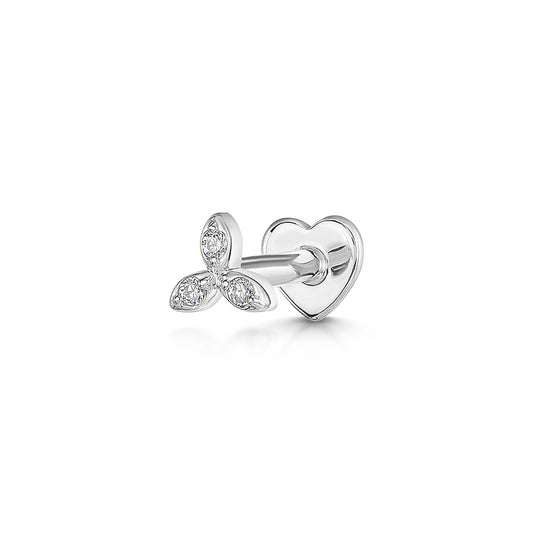 Laura Bond Jewellery Bold and Gold Edinburgh 14k solid white gold Spira flat back labret stud earring 8mm Cartilage Studs