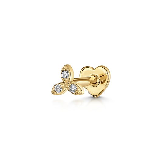 Laura Bond Jewellery Bold and Gold Edinburgh 9k solid yellow gold Spira flat back labret stud earring 6mm Cartilage Studs