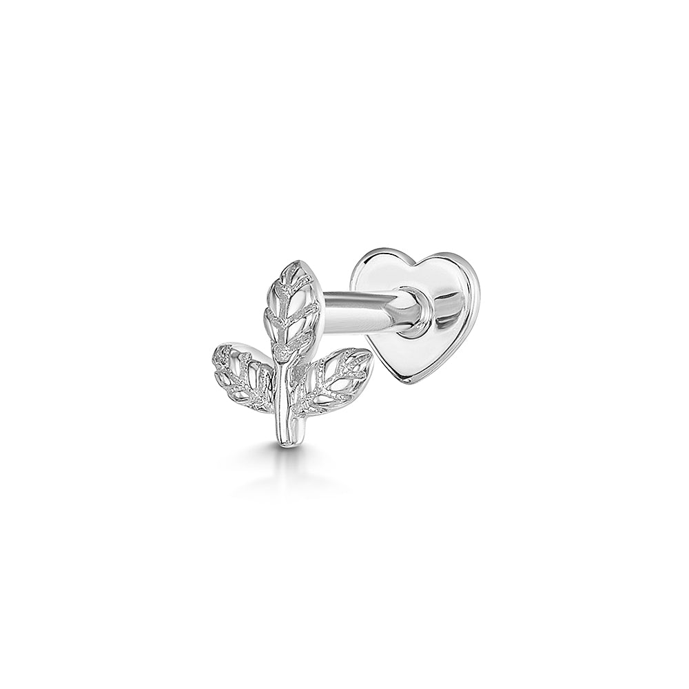 14k solid white gold Henna flat back labret stud earring 8mm Cartilage Studs Laura Bond Jewellery