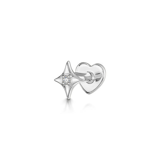 Laura Bond Jewellery Bold and Gold Edinburgh 14k solid white gold Mira flat back labret stud earring 8mm Cartilage Studs