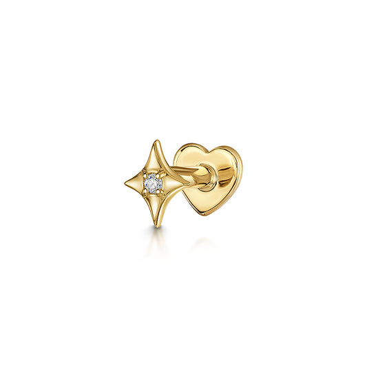 Laura Bond Jewellery Bold and Gold Edinburgh 9k solid yellow gold Mira flat back labret stud earring 6mm Cartilage Studs