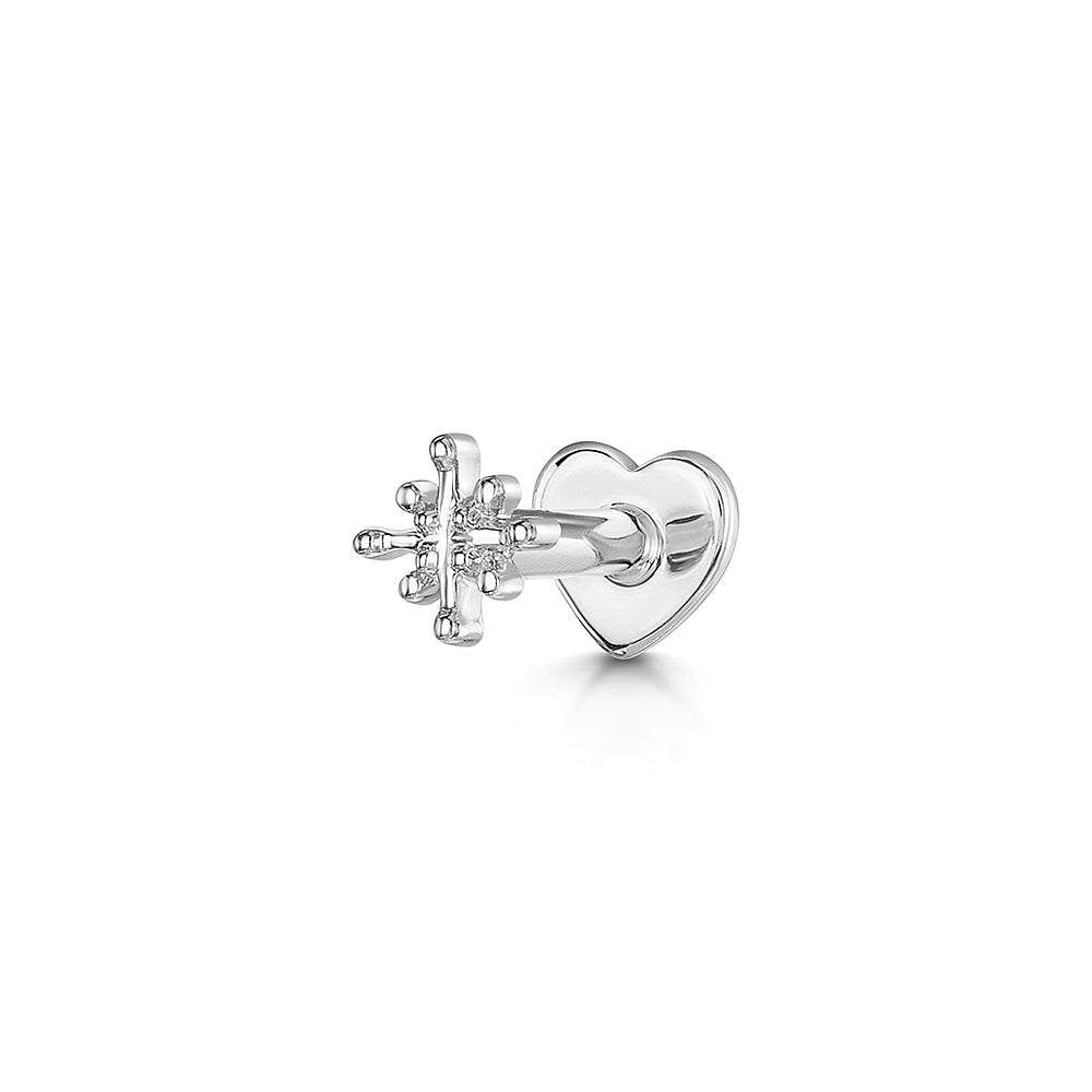 Laura Bond Jewellery Bold and Gold Edinburgh 14k solid white gold Zara flat back labret stud earring 8mm Cartilage Studs