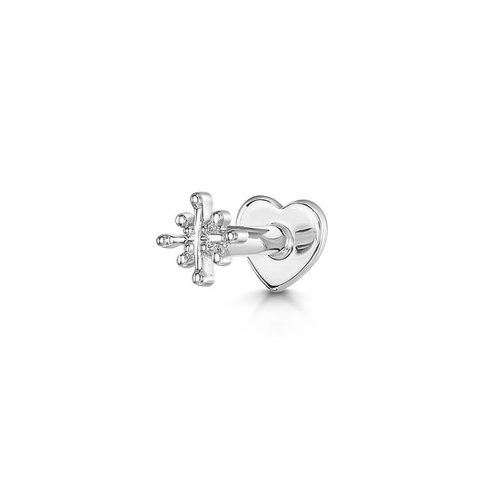 Laura Bond Jewellery Bold and Gold Edinburgh 9k solid white gold Zara flat back labret stud earring 6mm Cartilage Studs