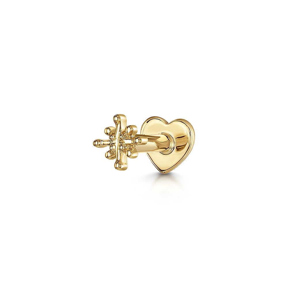 Laura Bond Jewellery 9k solid yellow gold Zara flat back labret stud earring 6mm Cartilage Studs