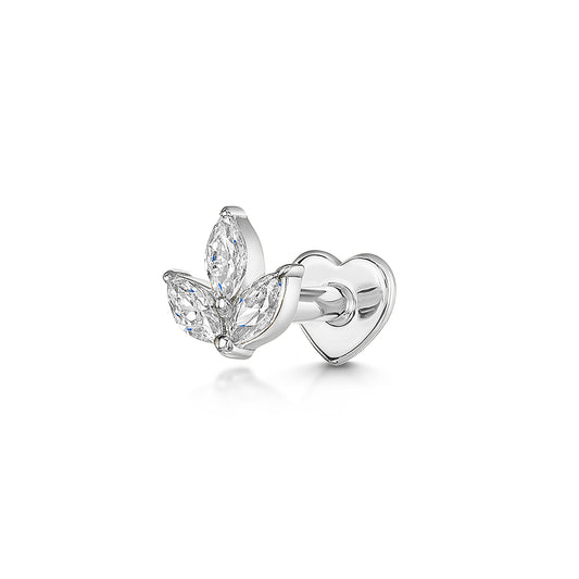 Laura Bond Jewellery Bold and Gold Edinburgh 14k solid white gold Petal flat back labret stud earring 8mm Cartilage Studs